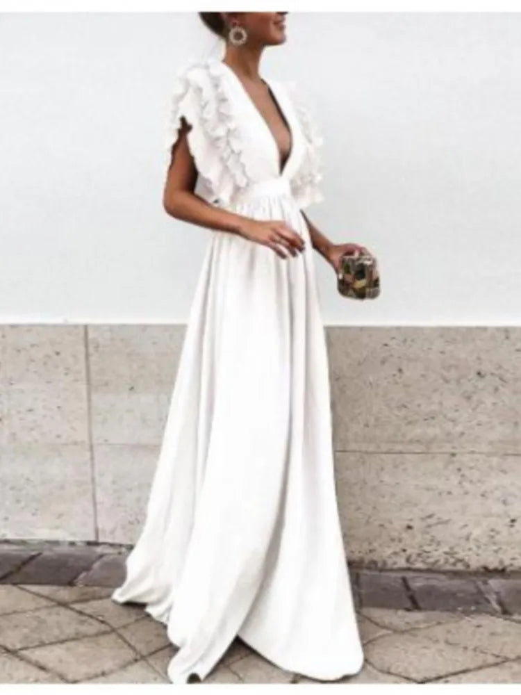 Elegant Sexy V-neck Backless Dress