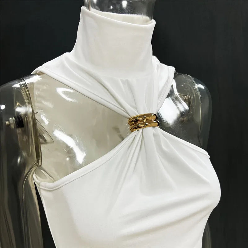 Turtleneck Basic Knit Women Tank Tops