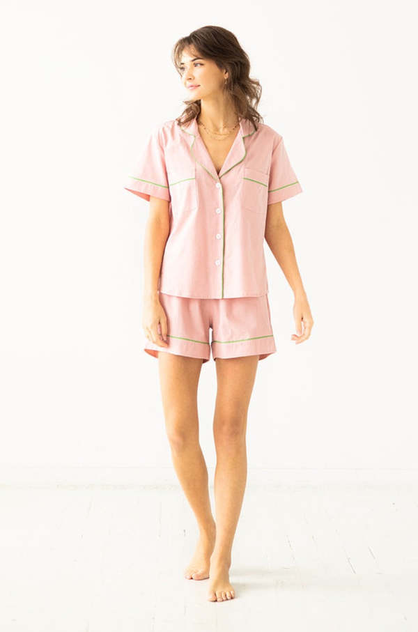 Classic Shorties Pajamas in Woven Cotton