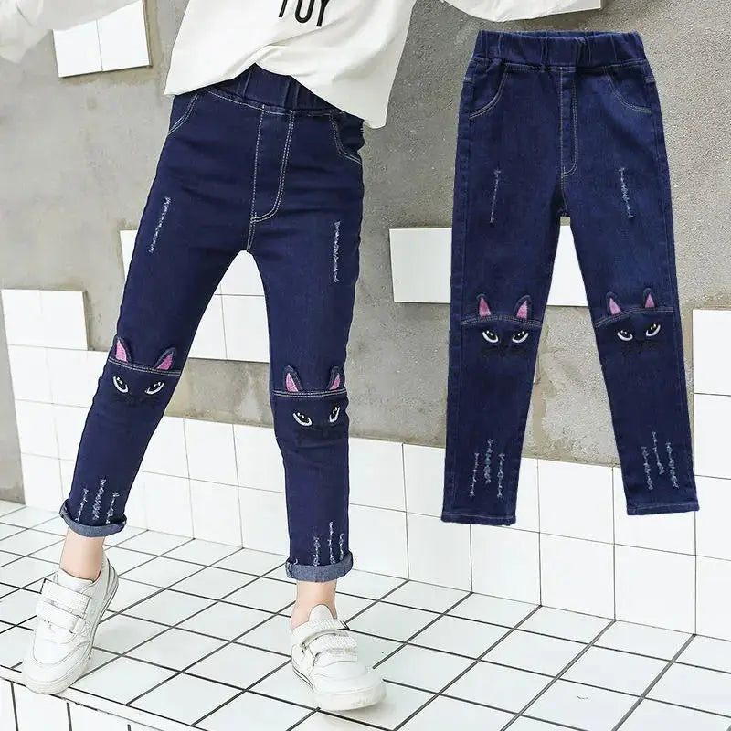 Casual Embroidery Design Kids Teen Jeans