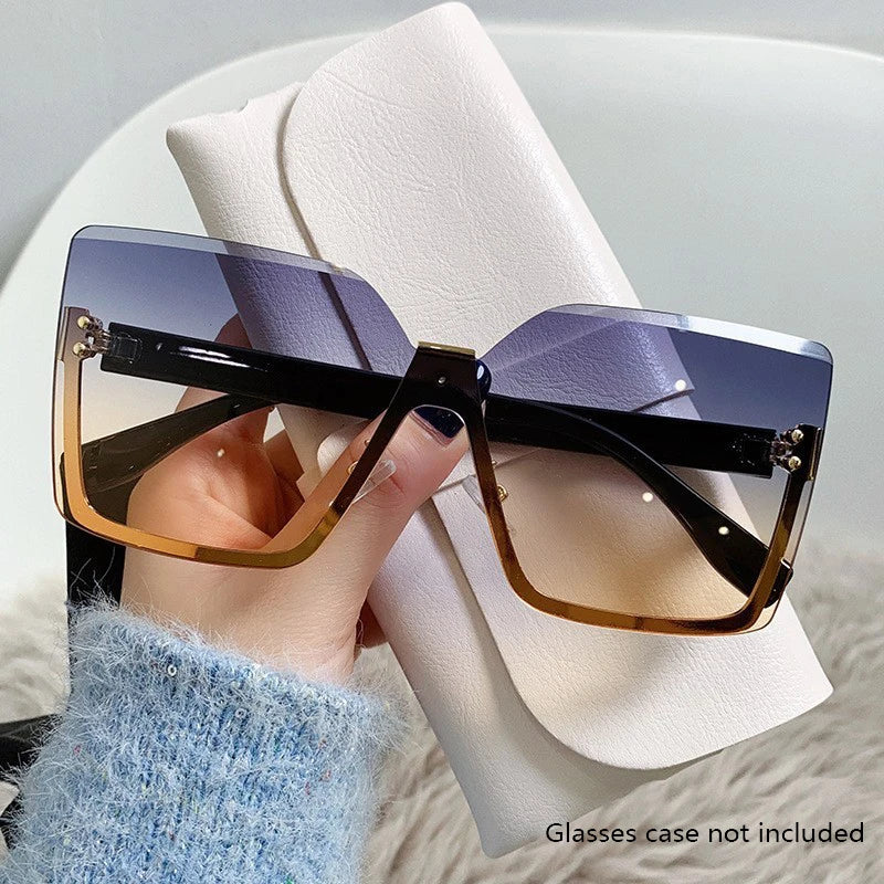 European & American Style Half-frame Metal Sunglasses Fashion Slim Anti-uv Glasses
