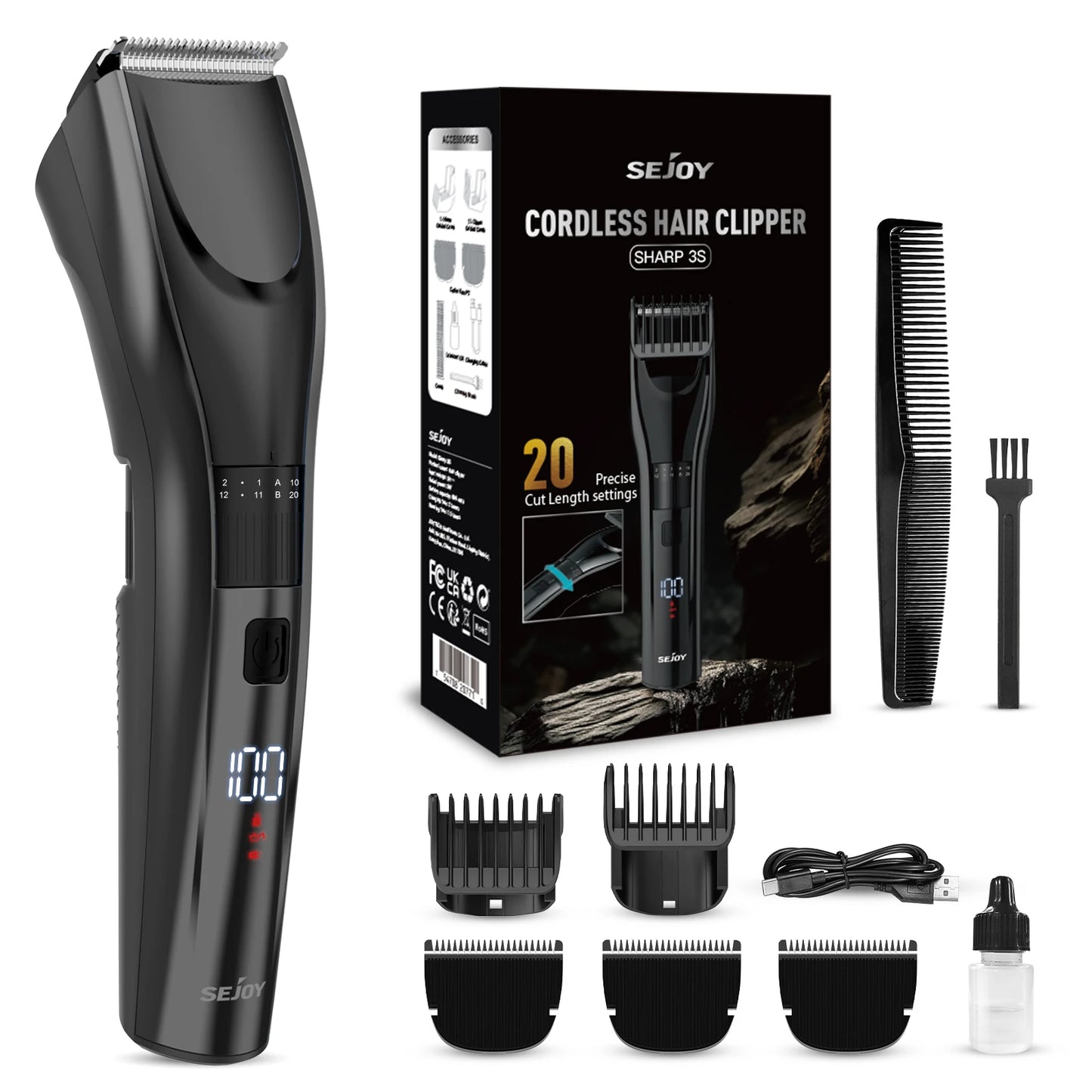 Unisex Hair Trimmer Electric rechargeable LED Display Hair Clipper Beard Shaving Body Trimmer Professional Barber