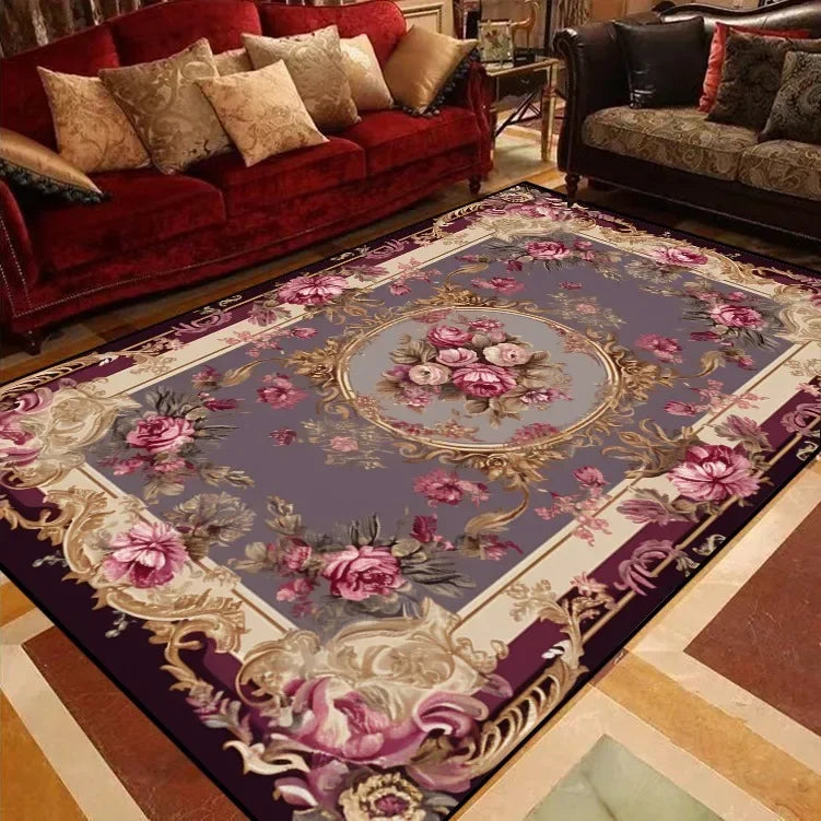 Luxury European Floral Carpets for Living Room Bedroom Carpet Home Floor Mat