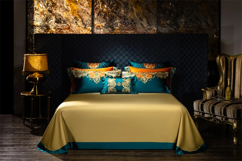 4/6/9Pcs Royal Gorgeous European Palace Embroidery Bedding Set Egyptian Cotton Duvet Cover Bed Sheet Pillowcases