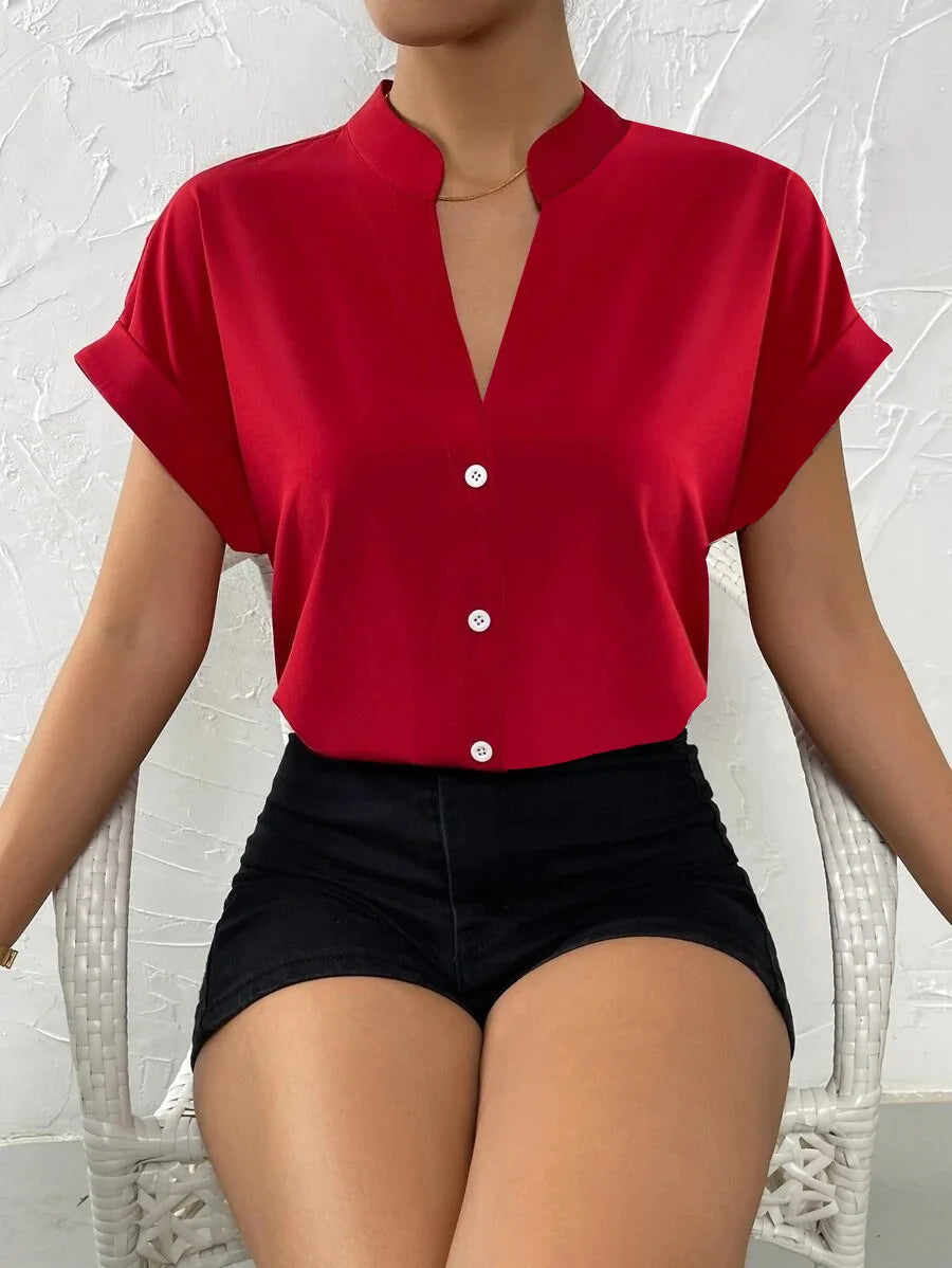Elegant Summer V-neck Women's Shirt