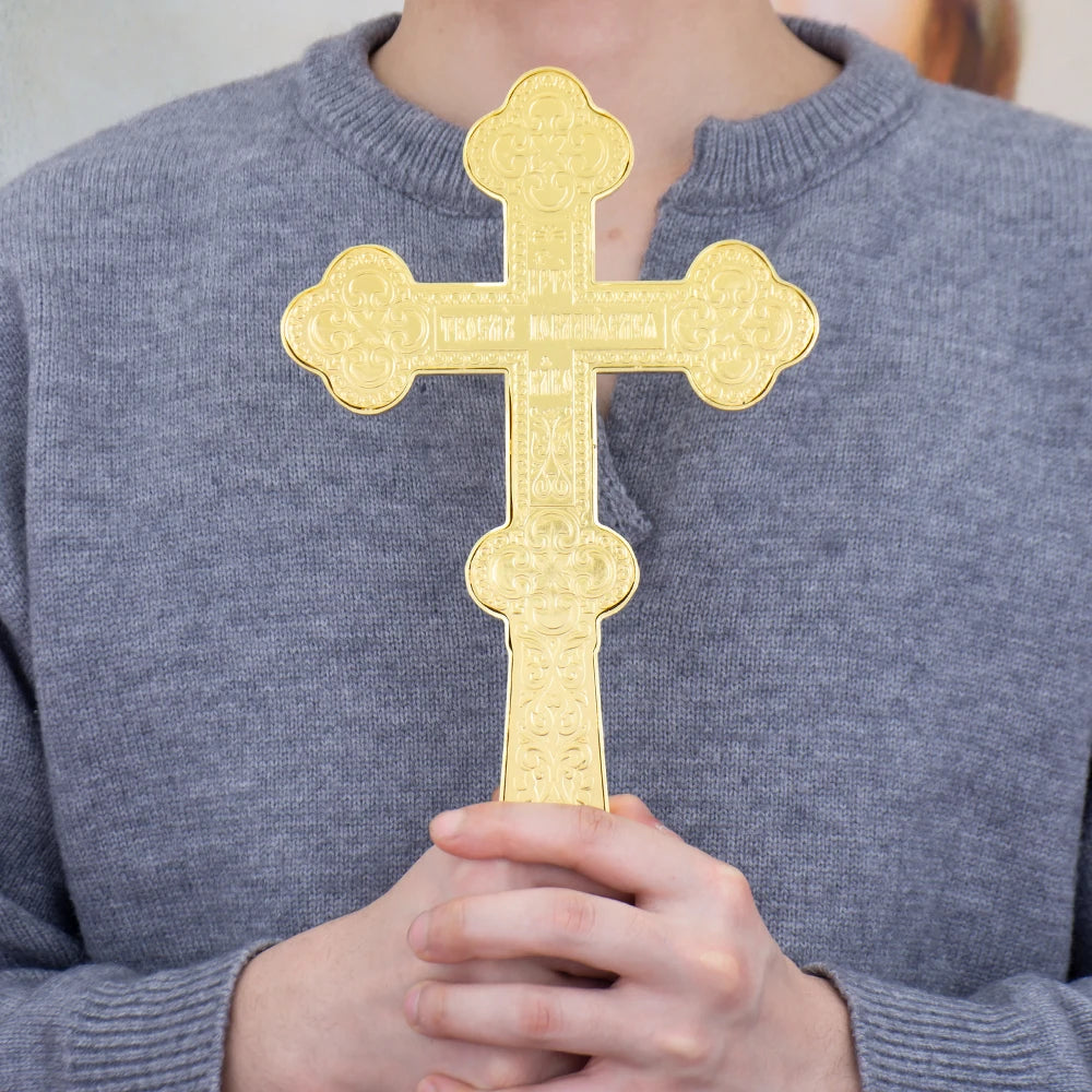 Orthodox golden cross Passion of Jesus church ornaments home altar decorations religious festival gifts