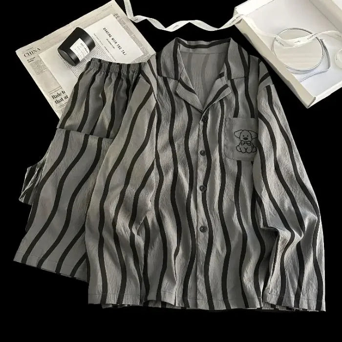 Men Spring Cloud Cotton Pajama Set Sleepwear