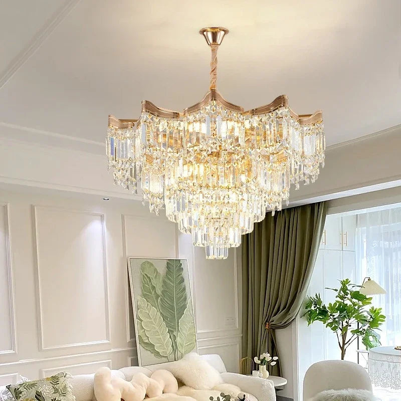 Luxury Stairs Large Crystal Hanging Lamp Chandeliers