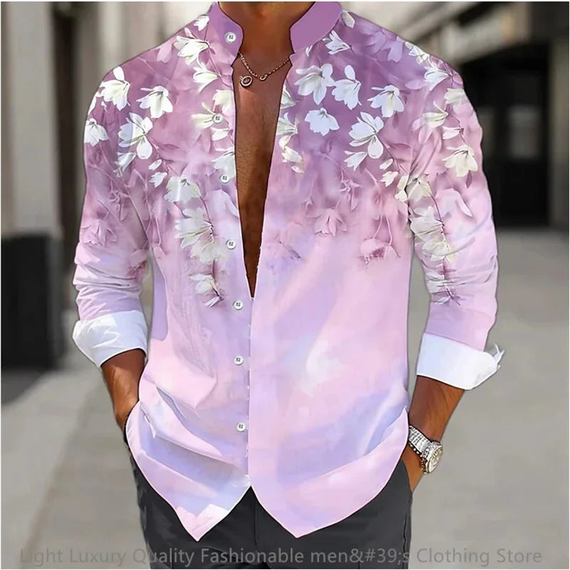 Men's Casual Soft Fabric Shirt Long-sleeved 3D printing XS-6XL