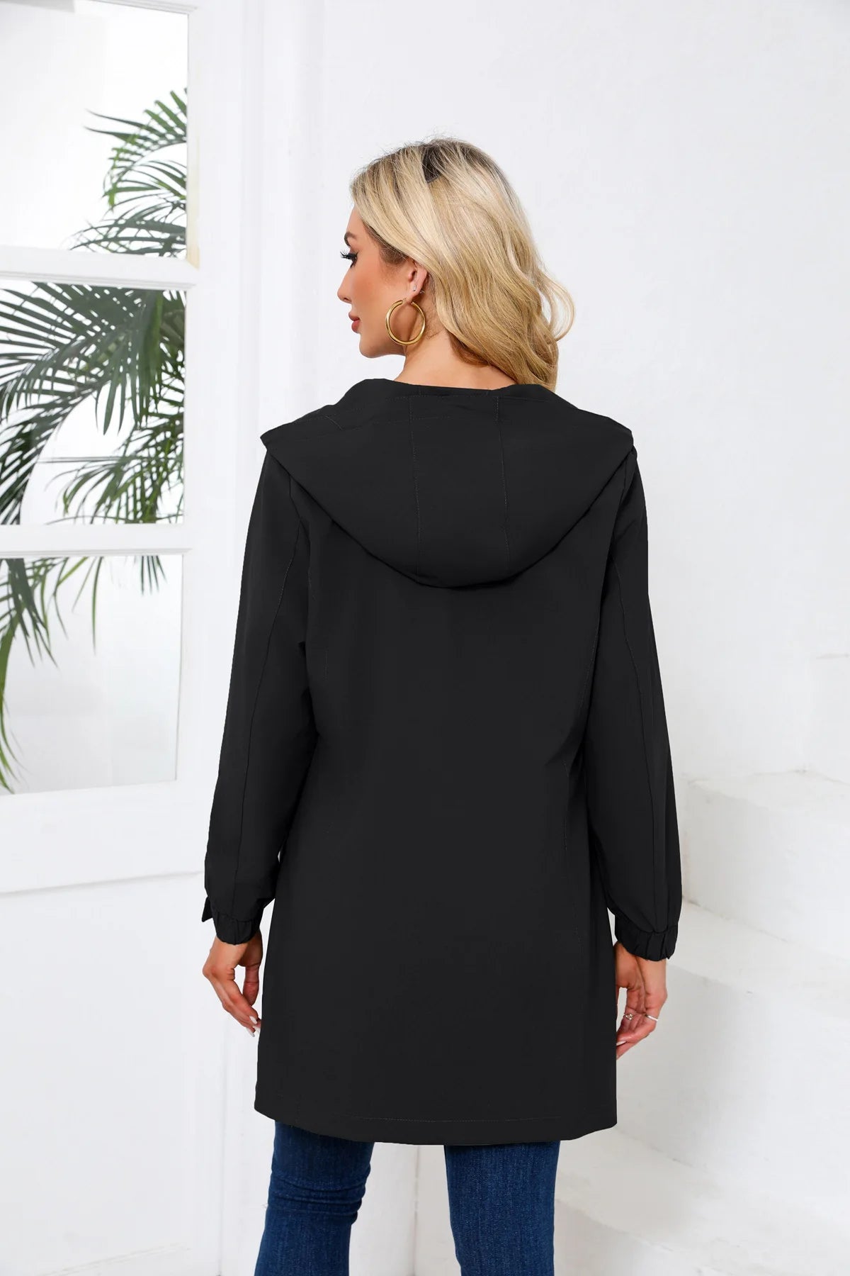 Spring Women's Hooded Long Jacket, Size S-3XL