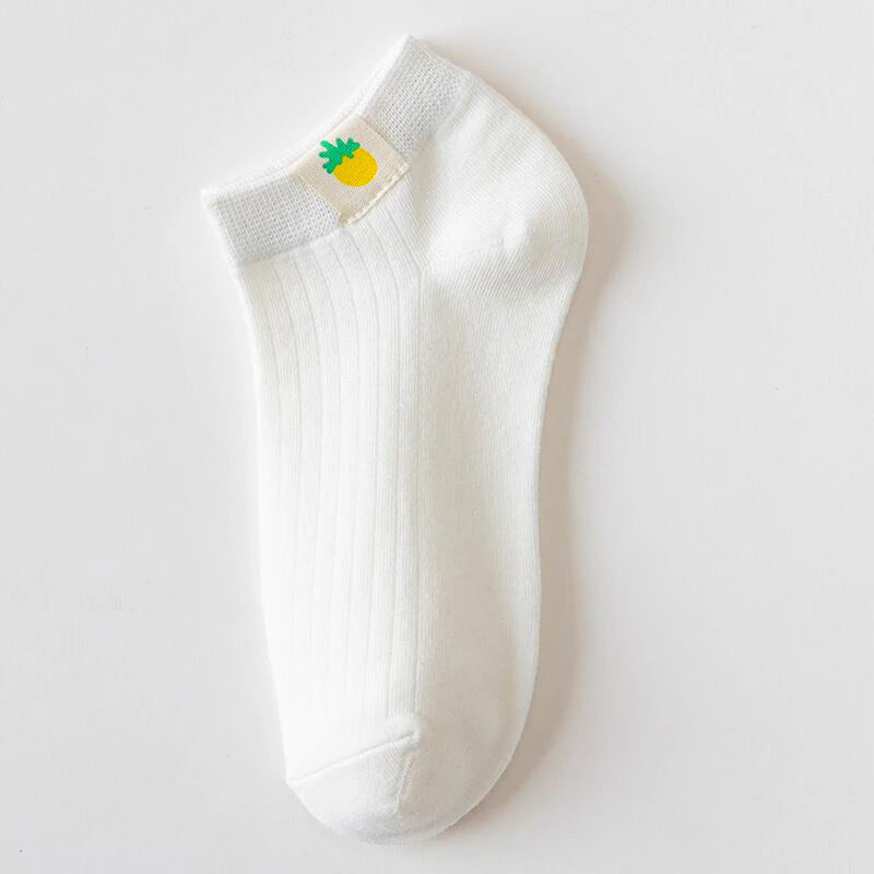 6 Pairs Women Cotton Breathable Short Socks Cartoon Fruit Sun Earth