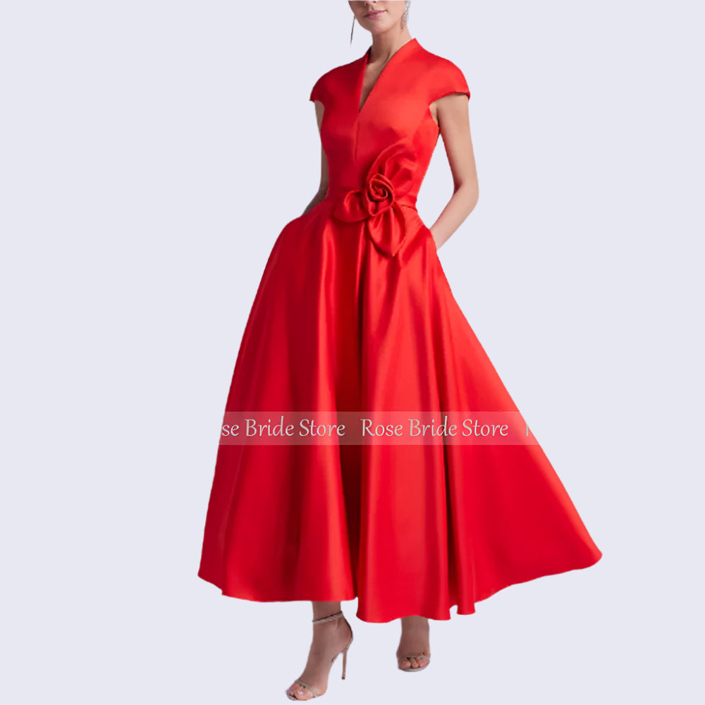 Elegant Women's Cocktail Party Satin Flower Handmade Gowns A-line -Additional colors...