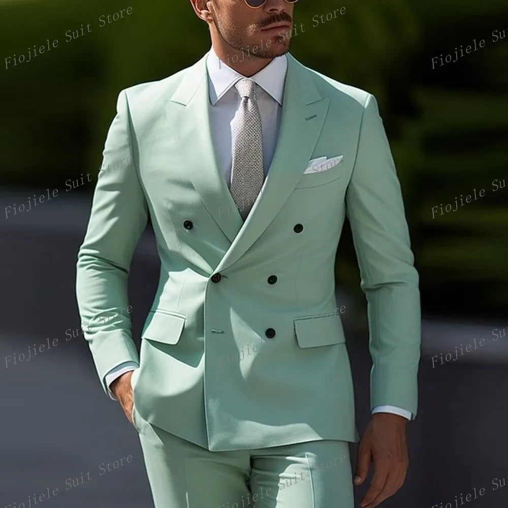 Men Business Formal Occasion Tuxedos Suit 2 Piece Set Blazer Pants