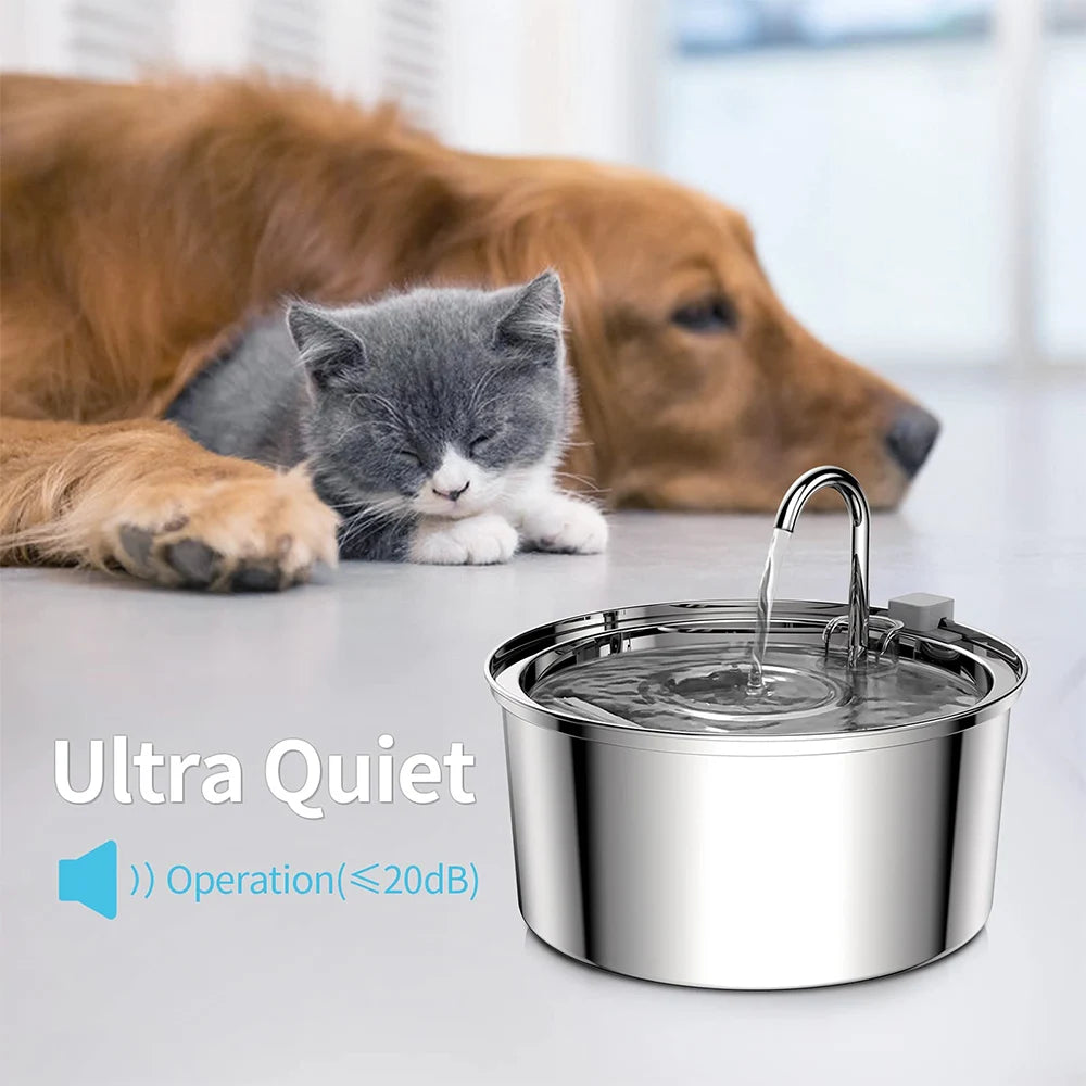 7L Large Capacity Stainless Steel Cat Water Fountain Dog Pet Automatic Water Feeder