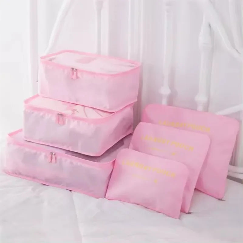 6PCS/Set Travel Bags Large Capacity Storage Organizer Suitcase Packing for Clothes
