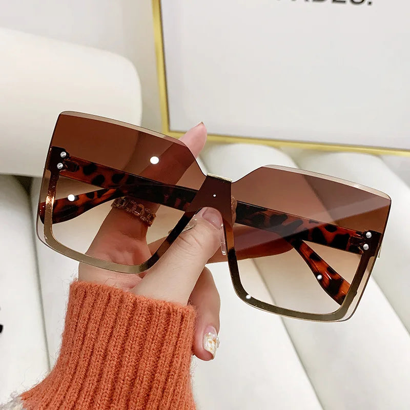 European & American Style Half-frame Metal Sunglasses Fashion Slim Anti-uv Glasses