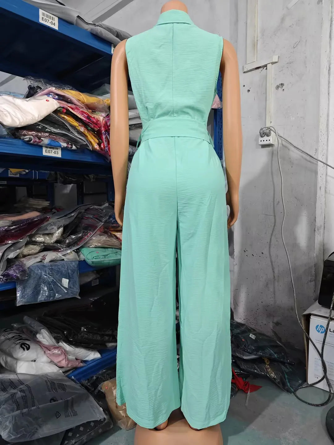 Women's Jumpsuit Solid Color Suspenders Sleeveless Wide Leg Straight Pants