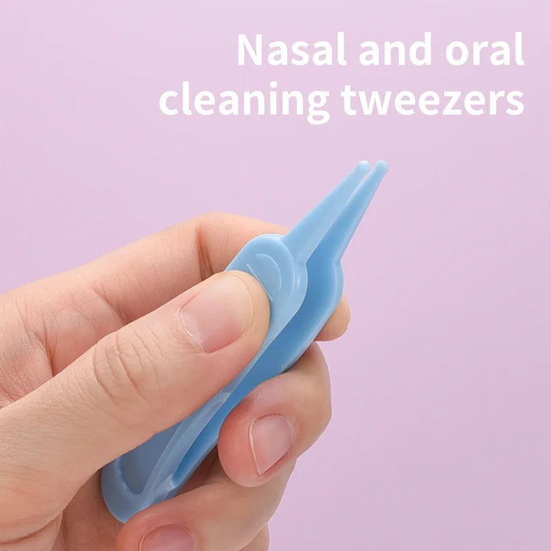 3Pcs Silicone Baby Nose Cleaner with Tweezer & Brush Set Anti-backwash Child Nasal Aspirator Ear Nose Clean