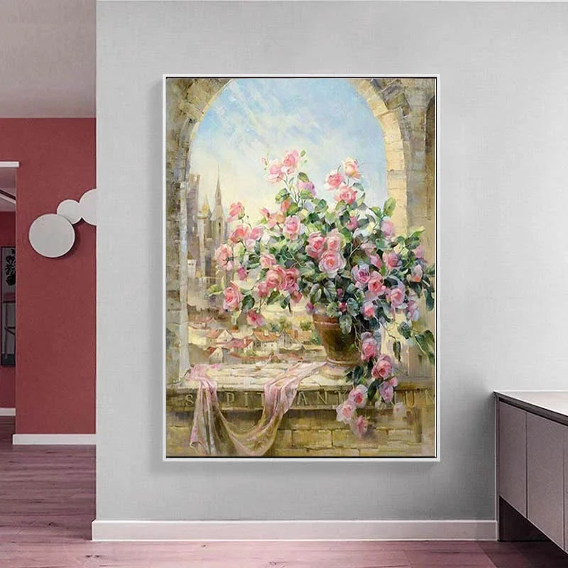 Pink Peony Flower Paintings Poster