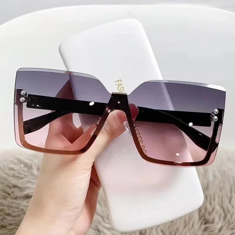 European & American Style Half-frame Metal Sunglasses Fashion Slim Anti-uv Glasses
