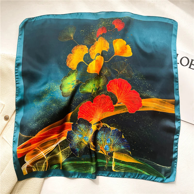 Silk Satin Headkerchief for Women Luxury Design Neck Tie Scarf Female Hair Hand Wrist Foulard Shawl Hijab Bandana