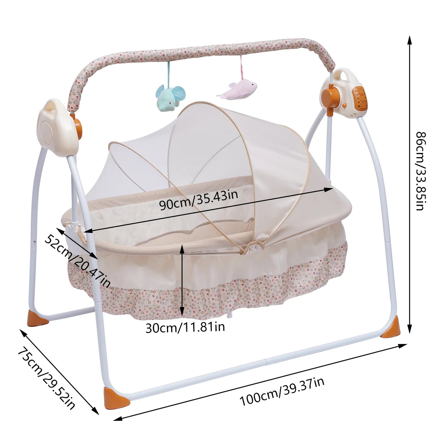 Cradle Swing Sleeping Bed Auto Rocking Swing 5 Speed Stand Baskets Musical Sleeping Basket 0-18 Months