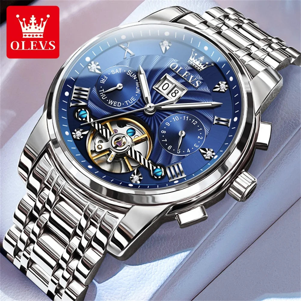 OLEVS Classic Men's Watch Tourbillon Multi-function Full Automatic Men Watch