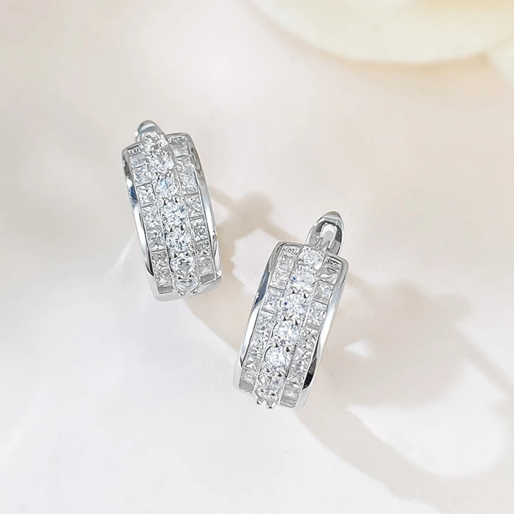 Sapphire Ruby High Carbon Diamond Gems Hoop Earrings for Women 100% 925 Sterling Silver Fine Jewelry