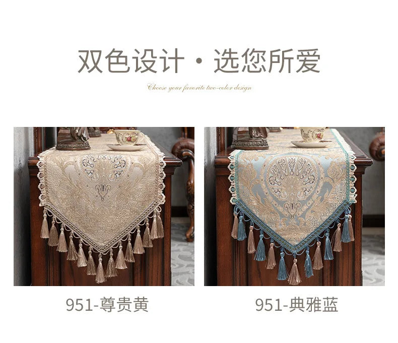 European Luxury Table Runner Multi Tassels Decor