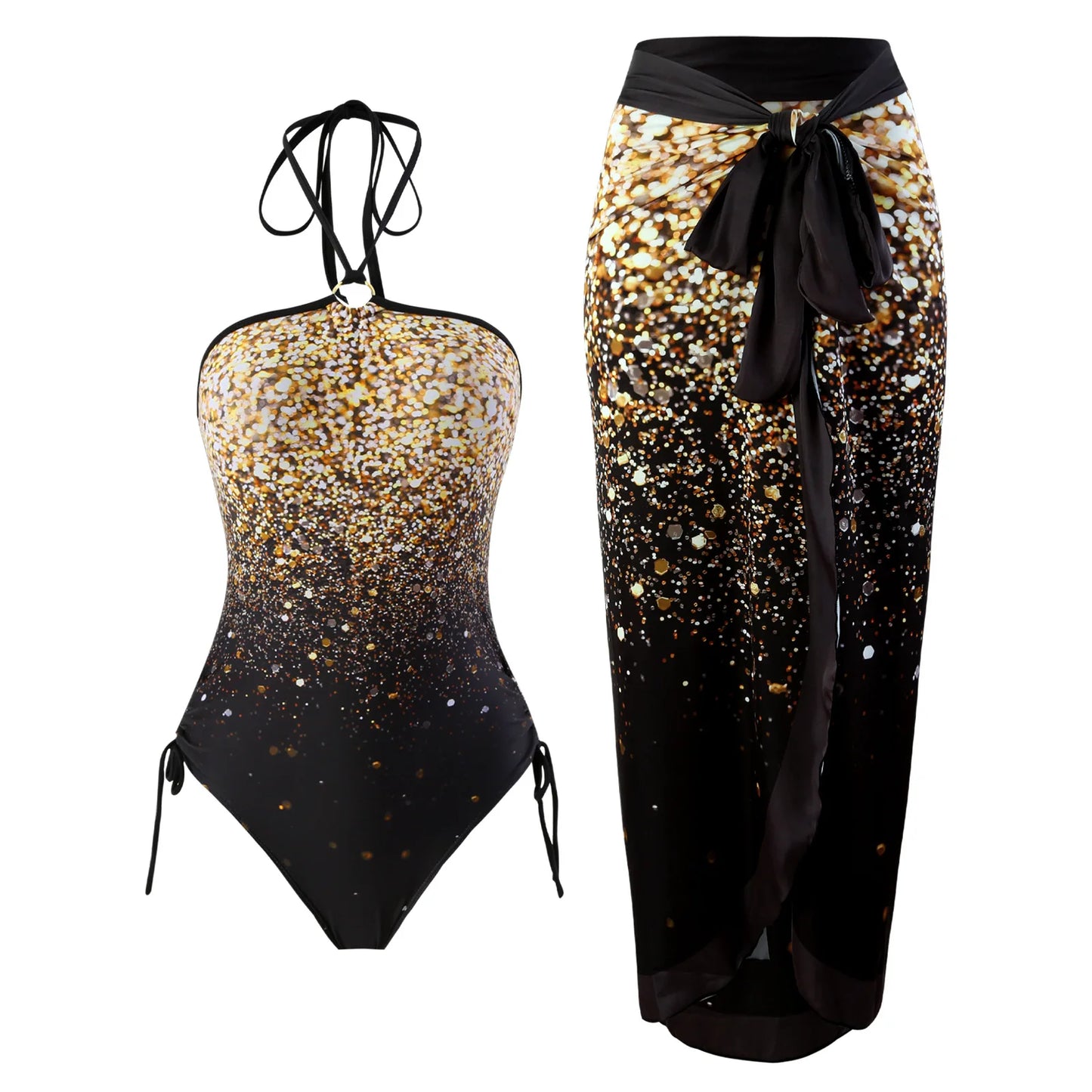 2-Piece Women Brazilian Floral Printed Ruffle Bikinis Strappy Bandage Swimwear