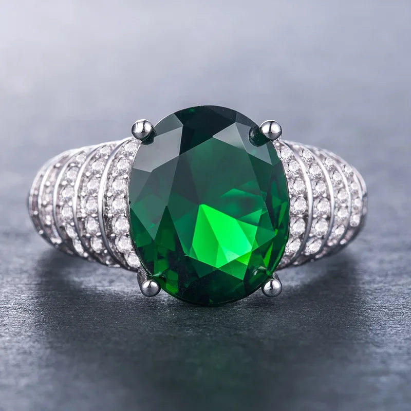Luxury Fashion Green Zirconia Crystal Ring for Women