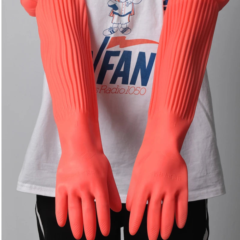 1Pair Lengthen Dishwashing Cleaning Silicone Gloves