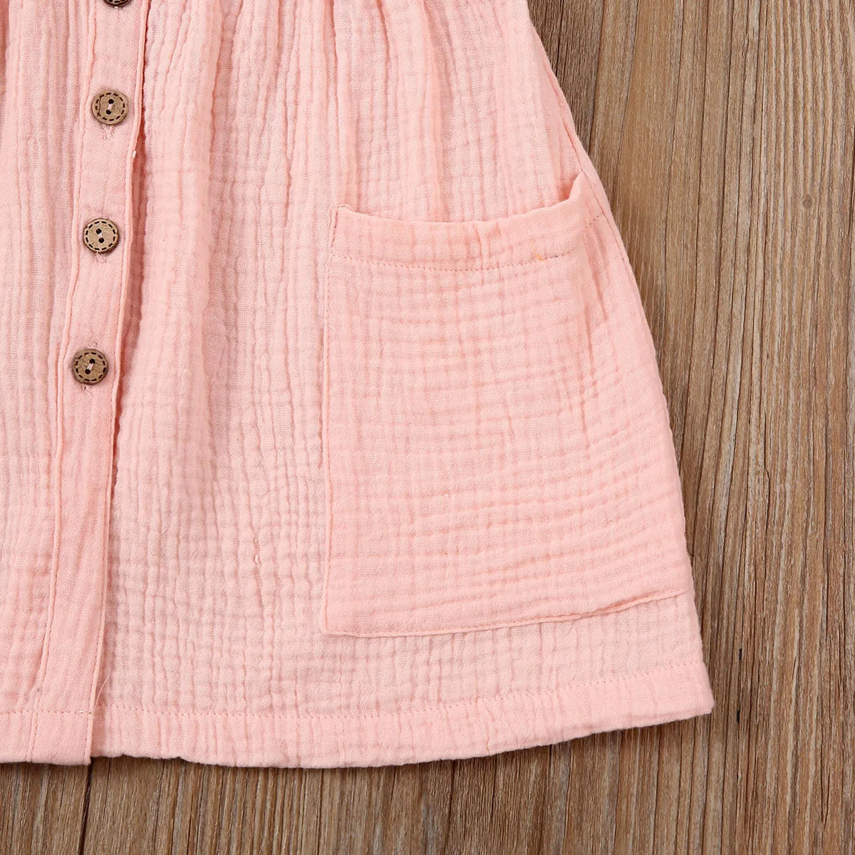 0-6Years Toddler Kid Baby Girl Summer Dress Ruffles Sleeves Cotton Button Pocket Dress Sundress