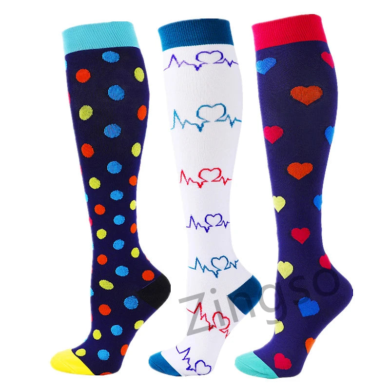 3/67 Pair Compression Stocking Women Men Knee High 30mmHg Edema Diabetes Varicose Veins Running Travel Sport Compression Socks