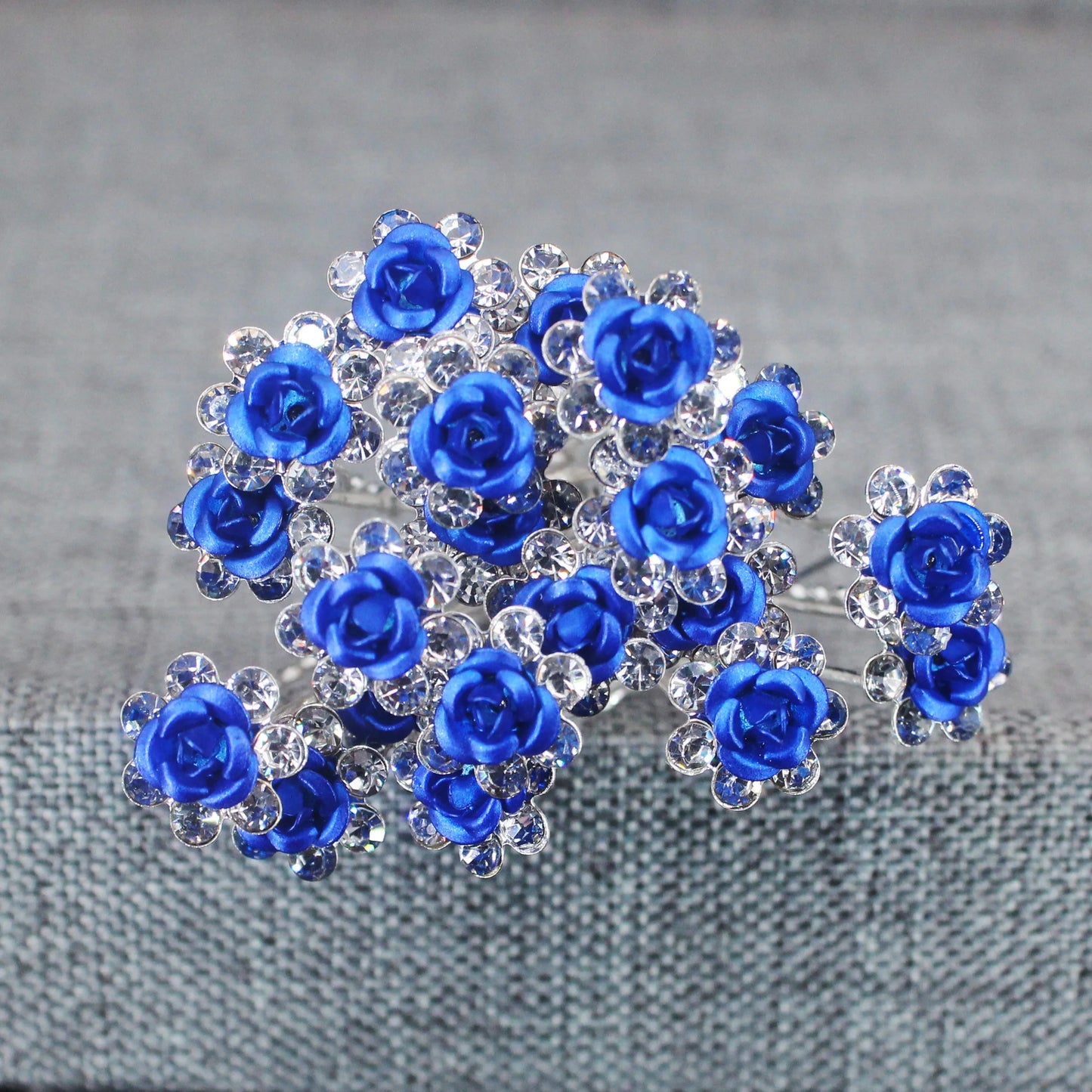 20PCS Rose Flower Rhinestone Hair Clips Crystal Hair Pins for Bridal Wedding Party Daily Hair Jewelry Accessories