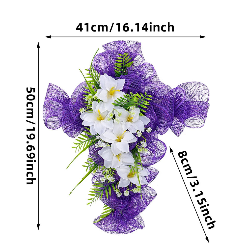 Easter Front Door Spring Cross Wreath