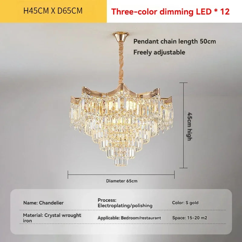 Luxury Stairs Large Crystal Hanging Lamp Chandeliers