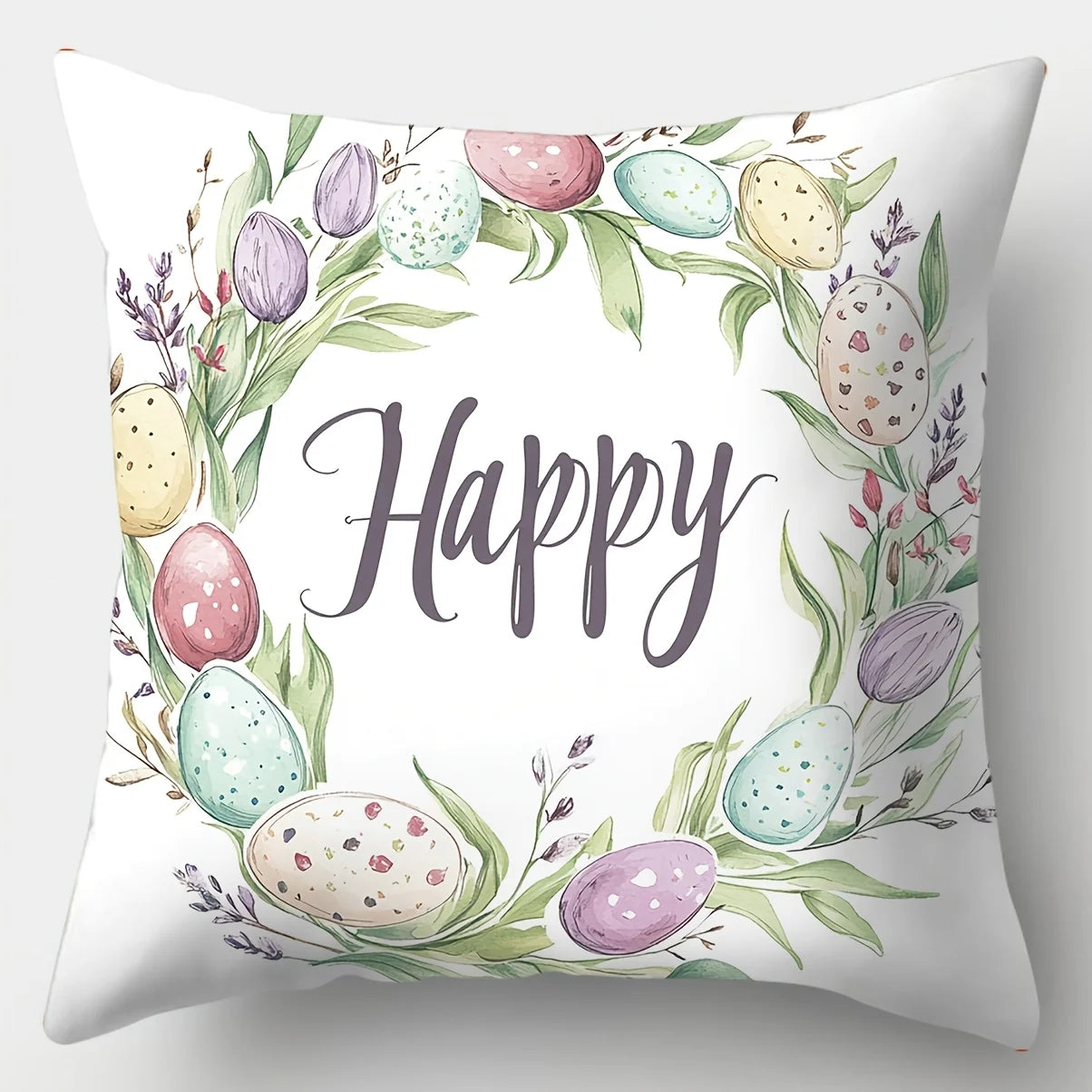 Easter Theme Bunny Printed Pillow Covers w Zipper Closure for Living Room Sofa Bedroom Decor