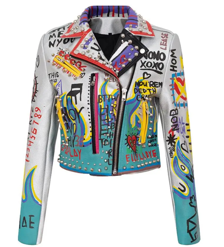 Women and Men Unisex PU Leather Jacket S-3XL