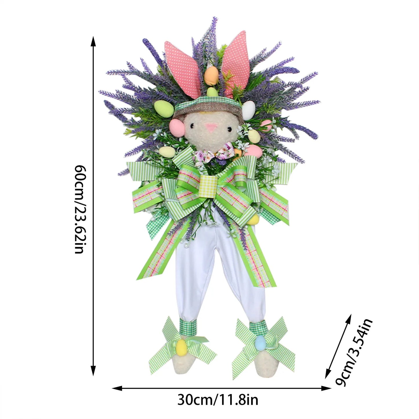 Bow Ribbon Easter Eggs Wreath Front Door Decor