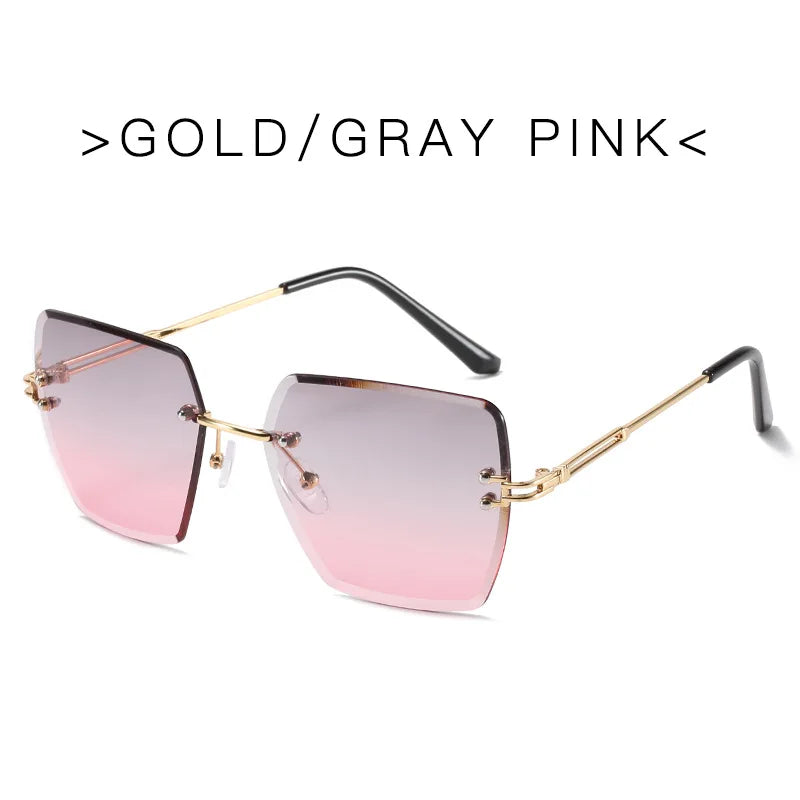 Trendy Polygonal Gradient Women Frameless Sunglasses