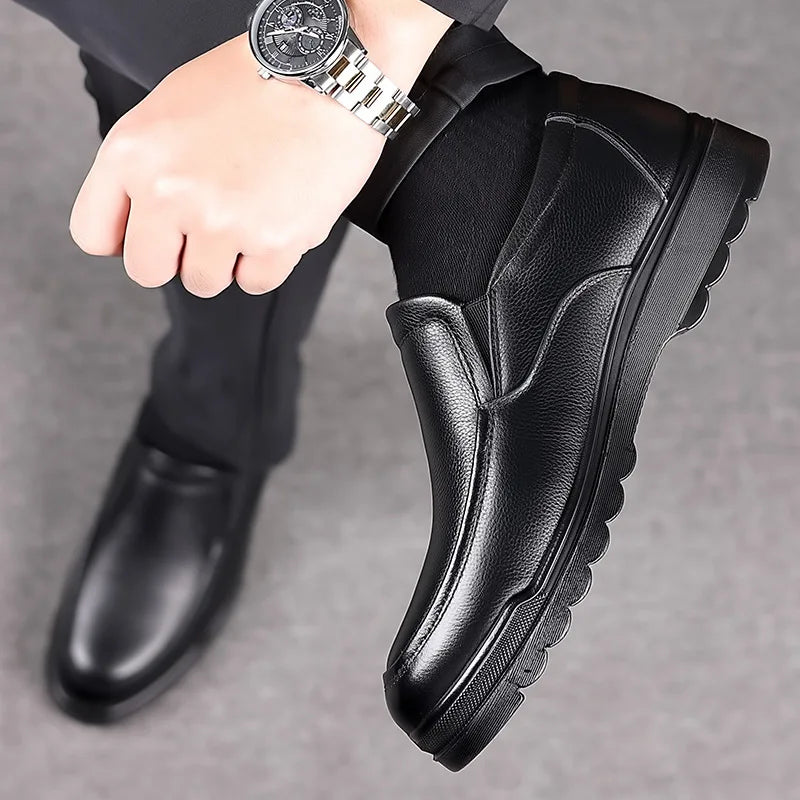 Handmade Genuine Leather Casual Soft Rubber Loafers Slip-On Shoes