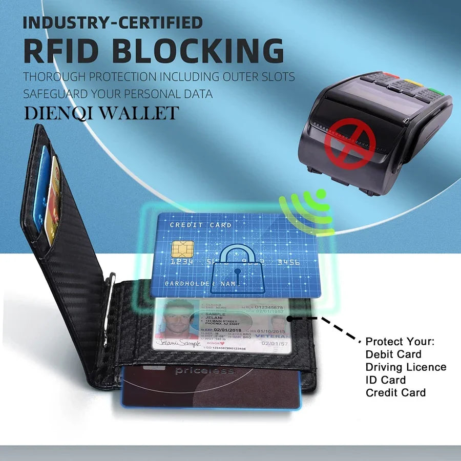 Synthetic Leather Slim Smart Wallet for Men Credit Card Holder RFID Blocking