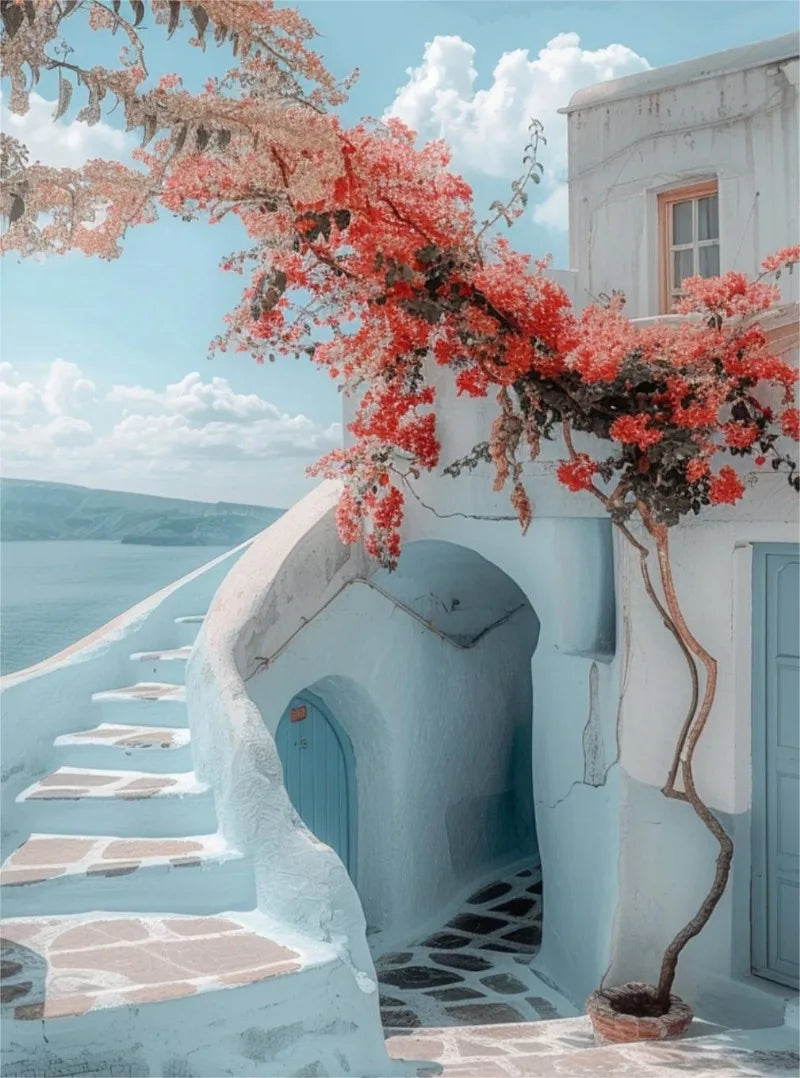 Santorini Modern Landscape Posters Prints Canvas