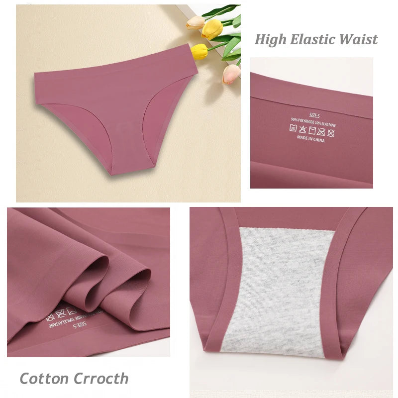 6PCS Women Seamless Panties Ice Silk Ultra Thin soft Low Rise