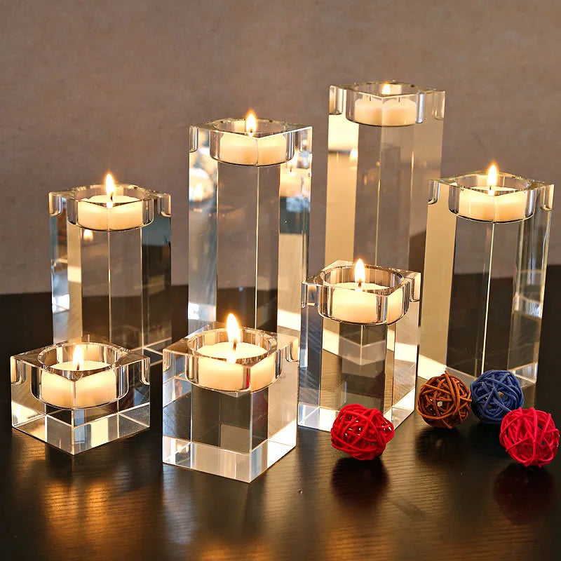 Romantic Clear Crystal Candle Holder Wedding & Home Decorations
