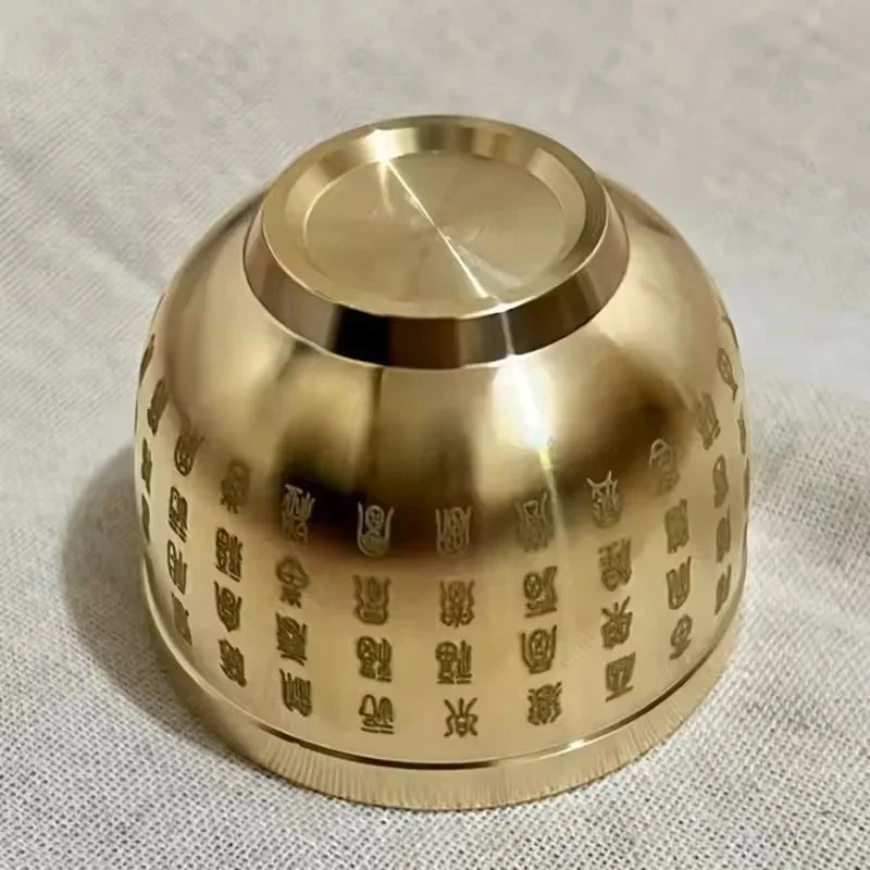 Home Decor Hundred Blessings Small Bowl Brass Fortunate Attract Wealth Good Luck Magical Power