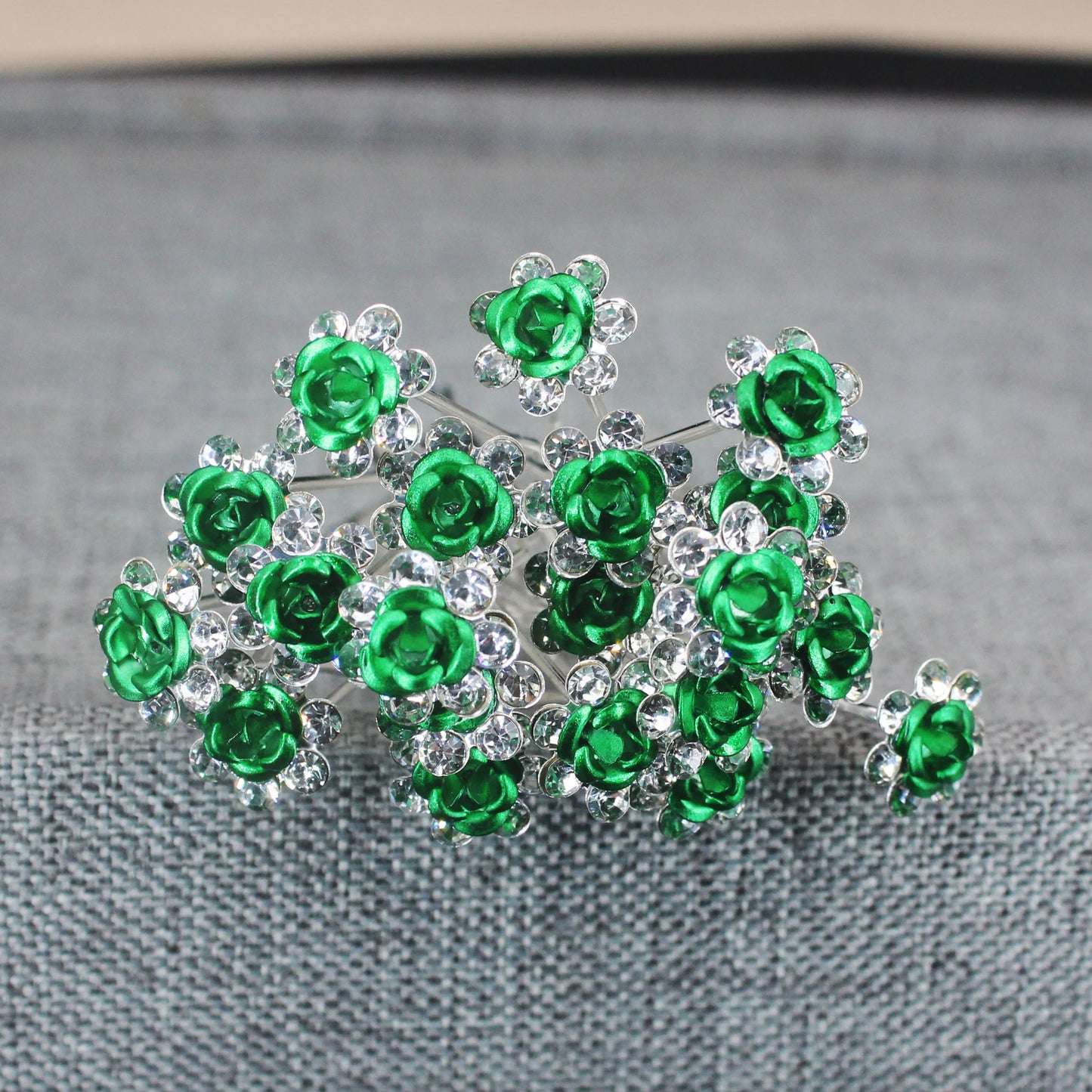 20PCS Rose Flower Rhinestone Hair Clips Crystal Hair Pins for Bridal Wedding Party Daily Hair Jewelry Accessories