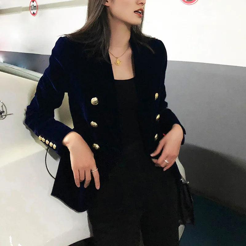 Women Slim Velvet Blazer