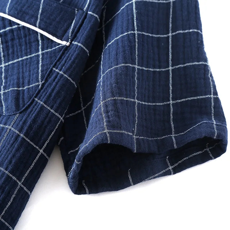 100% Cotton Summer Men Pajamas Japanese style 2 Piece Sleepwear